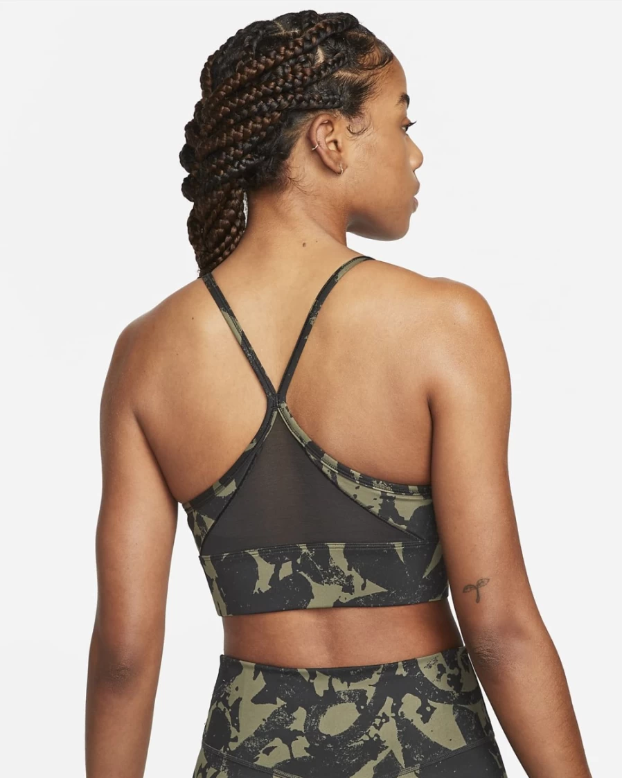 Nike Indy Icon Clash Women's Light-Support Sports Bra - Medium Olive, Black, Atomic Green, Padded, Printed