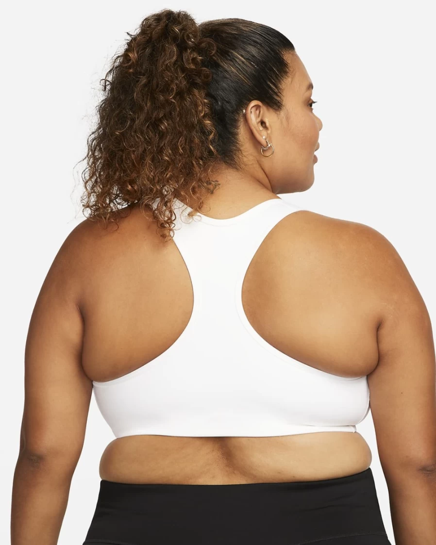 Nike Swoosh Women's Medium-Support Non-Padded Sports Bra - Plus Size White/Black