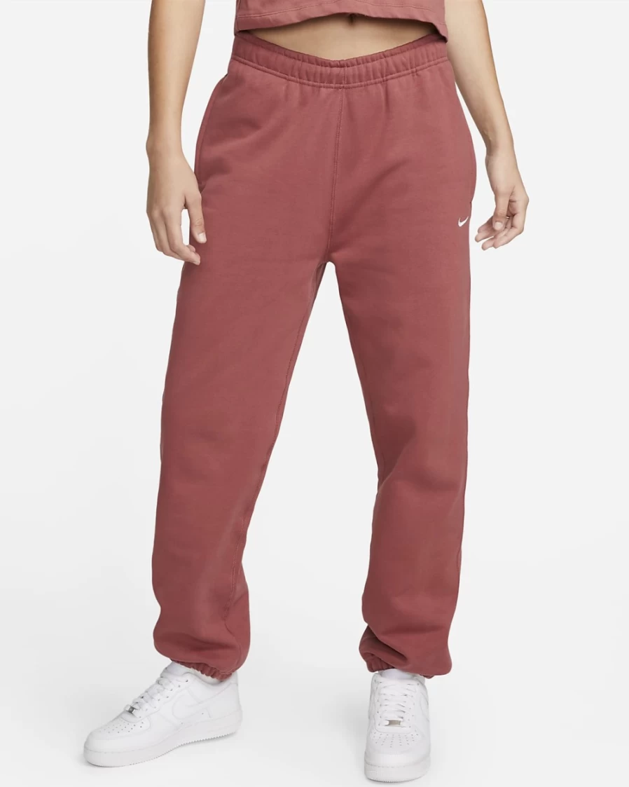 Nike Women's Solo Swoosh Fleece Pants - Canyon Rust/White Comfort Joggers