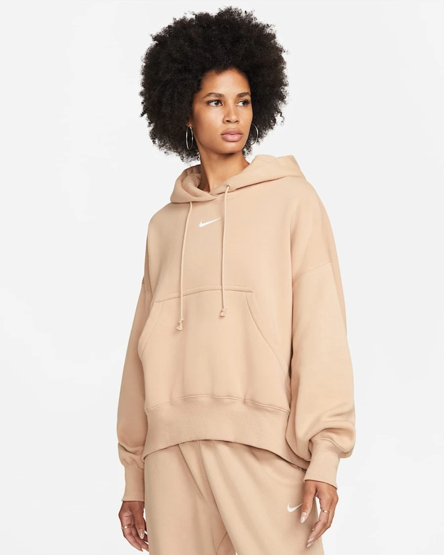 Nike Women's Hemp/Sail Phoenix Fleece Oversized Pullover Hoodie - Sportswear