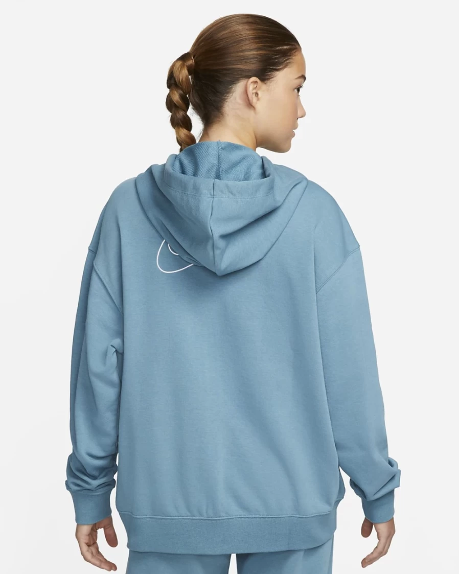 Nike Dri-FIT Women's Noise Aqua/White Full-Zip Training Hoodie - Lightweight Workout Jacket for Fitness