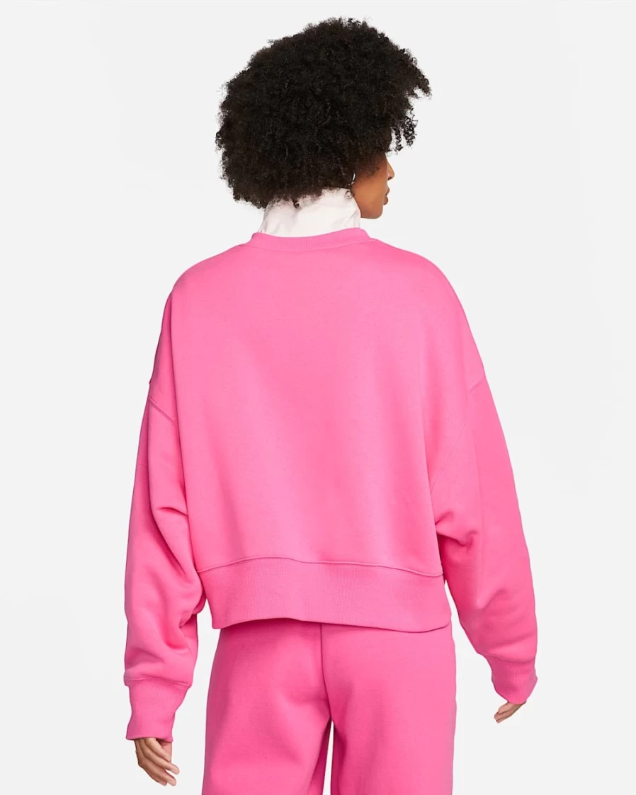 Nike Women's Pink Oversized Crewneck Sweatshirt - Pinksicle/Sail Phoenix Fleece Pullover