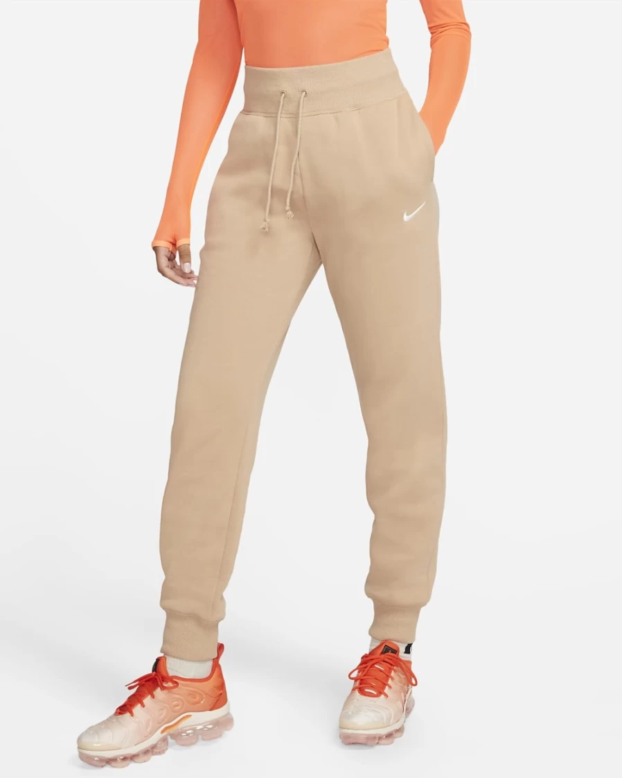 Nike Women's High-Waisted Joggers Hemp/Sail - Sportswear Phoenix Fleece Comfort Pants
