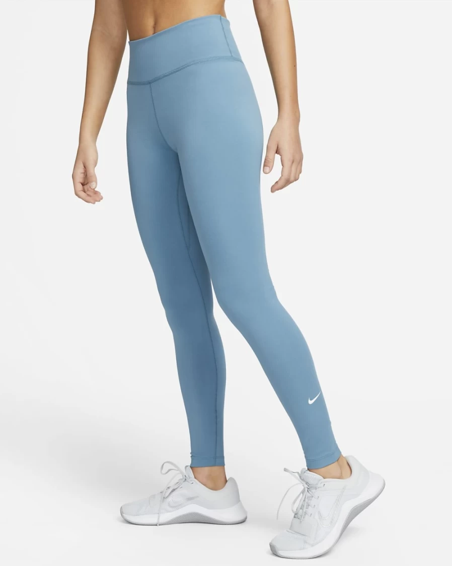 Nike One Women's Mid-Rise Leggings in Noise Aqua/White - High-Waisted Workout Tights for Women