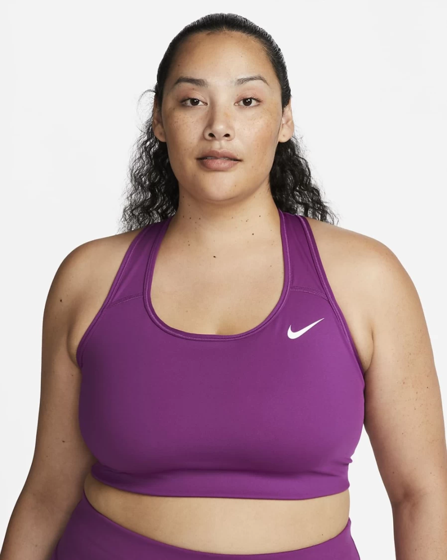 Nike Viotech/White Women's Medium-Support Swoosh Non-Padded Sports Bra Plus Size