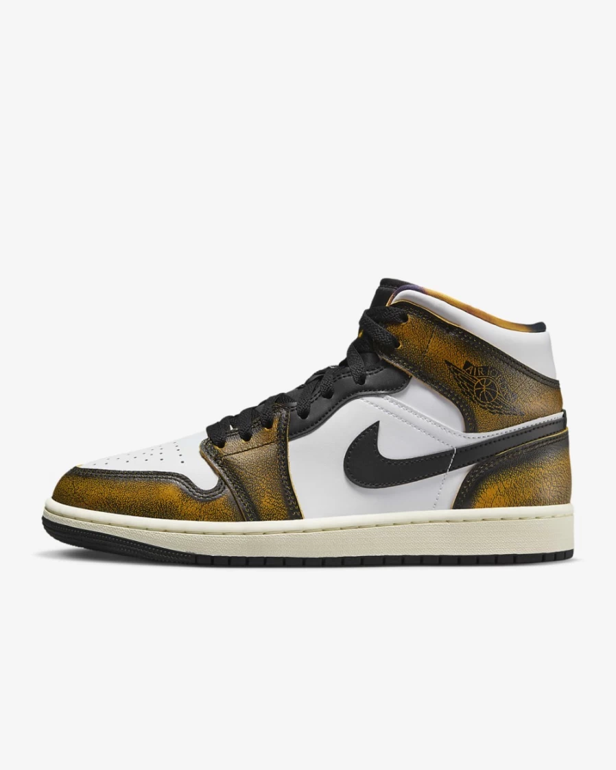 Nike Air Jordan 1 Mid SE Men's & Women's Shoes - Black/White/Sail/Taxi Basketball Sneakers