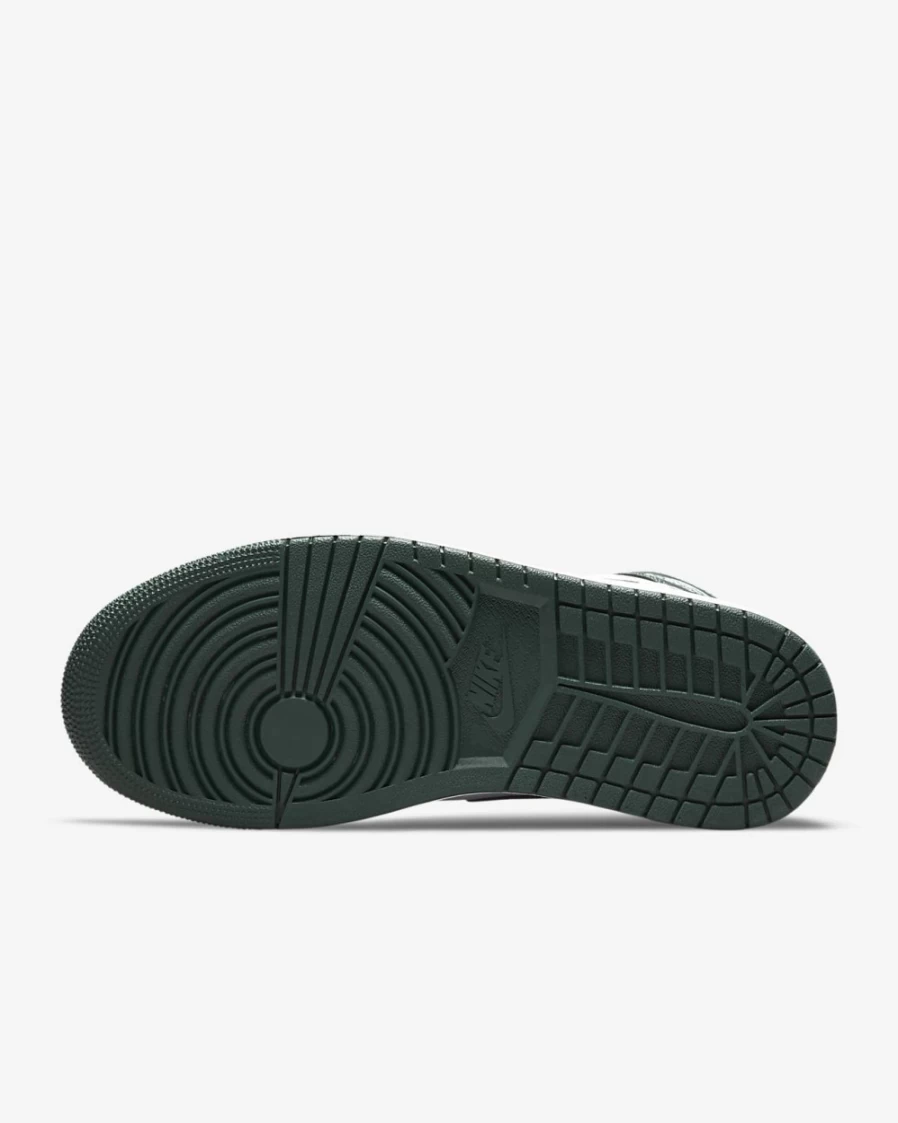 Nike Air Jordan 1 Mid Shoes for Men & Women - Noble Green/White/Pollen Basketball Sneakers