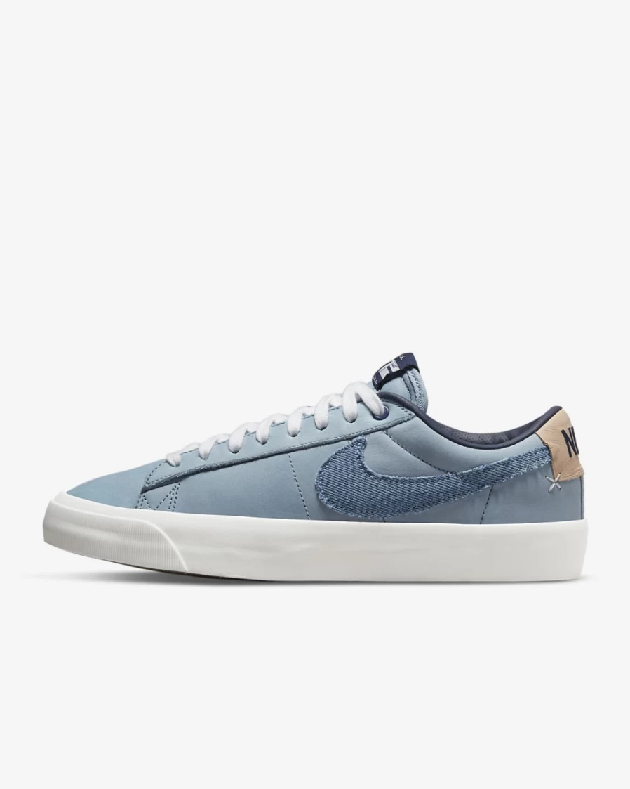 Nike SB Zoom Blazer Low Pro GT Premium Skate Shoes for Men & Women - Summit White/Gum Light Brown/Midnight Navy