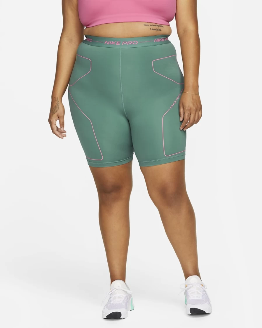 Nike Pro Women's 7" High-Rise Training Shorts in Bicoastal/Pinksicle - Plus Size Workout Shorts for Women