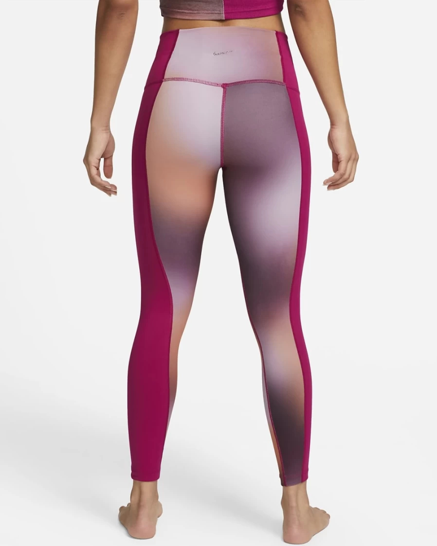 Nike Women's High-Waisted Dark Beetroot/Dynamic Berry Printed Yoga Leggings 7/8 Length