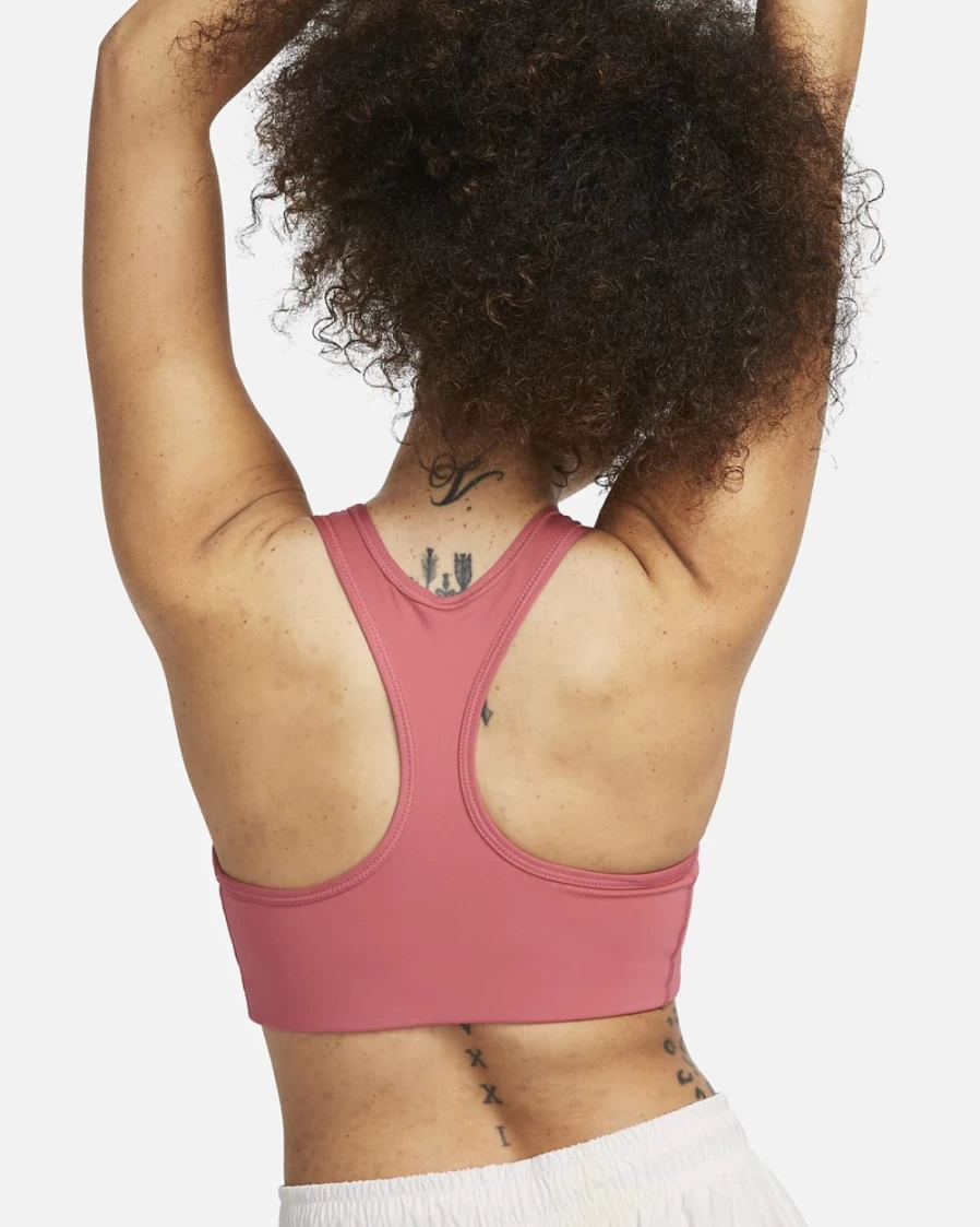 Nike Women's Medium-Support Swoosh Sports Bra with Removable Pads - Adobe/White