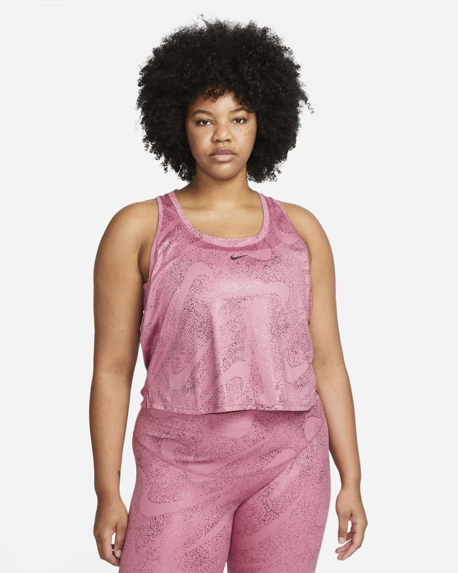 Nike Dri-FIT One Women's Desert Berry/Black Printed Workout Tank Top Plus Size