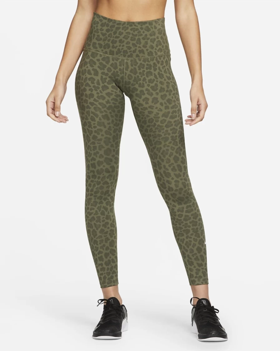 Nike One Women's High-Waisted Medium Olive/White Printed Leggings
