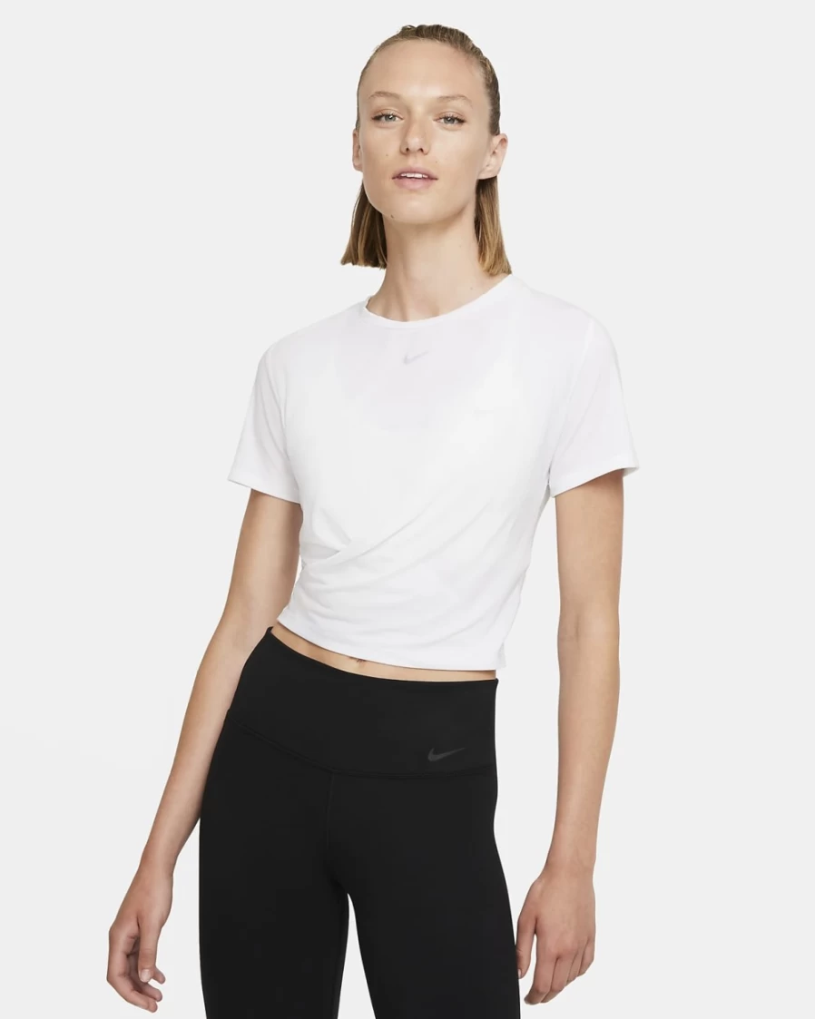 Nike Dri-FIT One Luxe Women's White Cropped Short-Sleeve Workout Top
