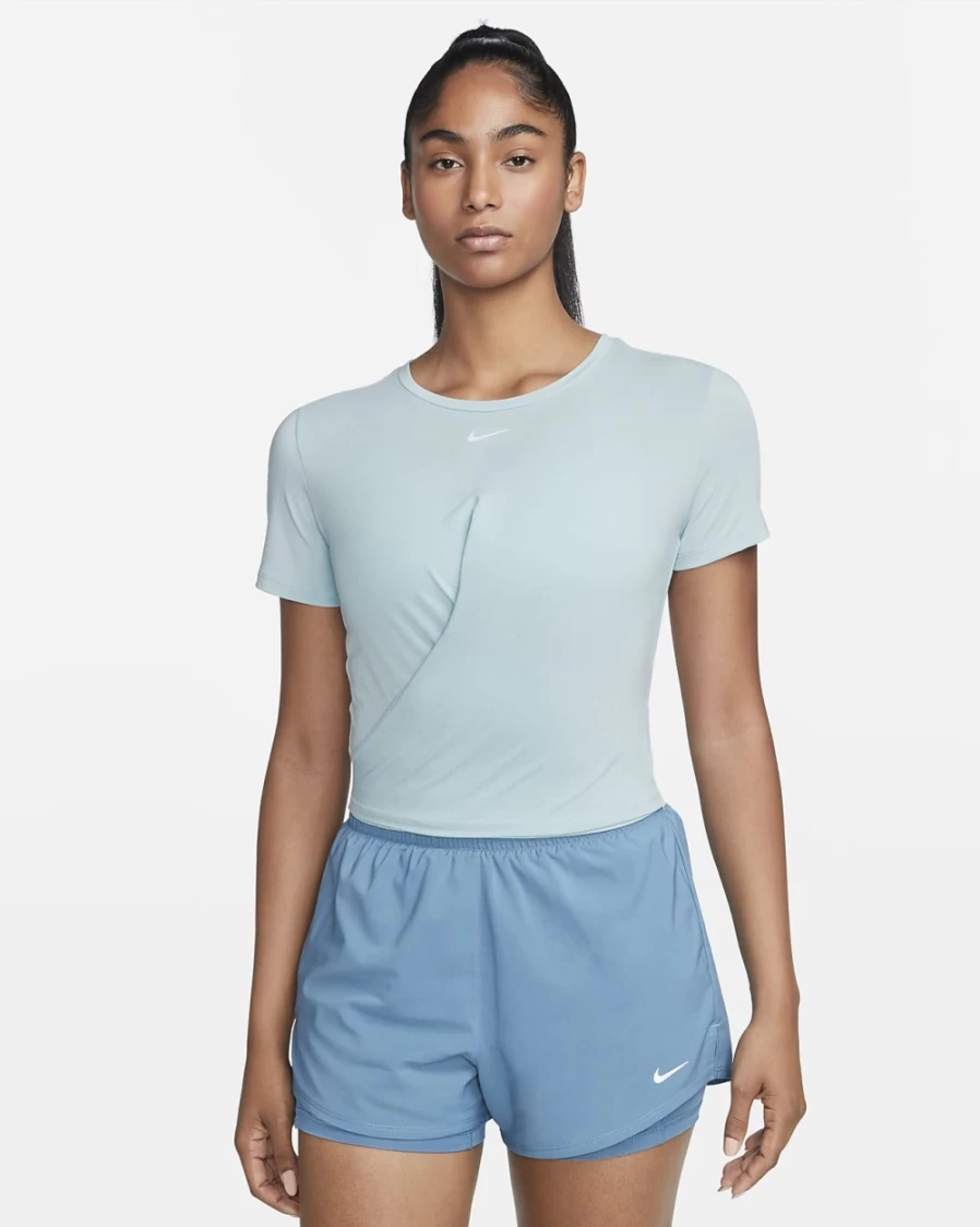 Nike Dri-FIT One Luxe Women's Cropped Short-Sleeve Top - Ocean Bliss, Moisture-Wicking Workout Shirt for Women
