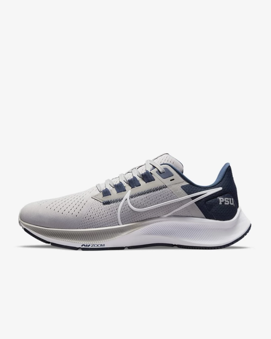 Nike Pegasus 38 Running Shoes for Men & Women - Pewter Grey/College Navy/White - Penn State Edition