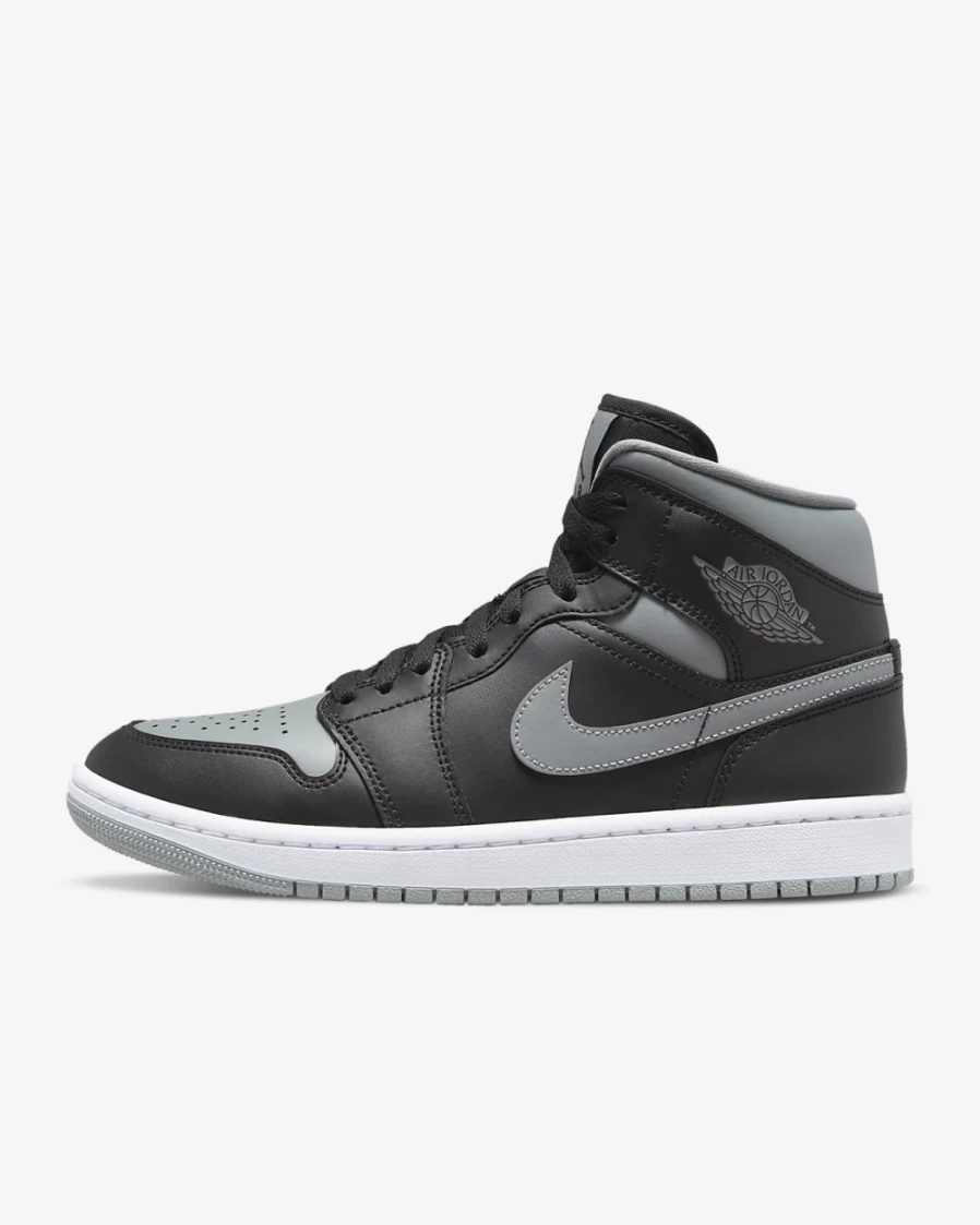Nike Air Jordan 1 Mid Women's Sneakers - Black/White/Particle Grey Basketball Shoes