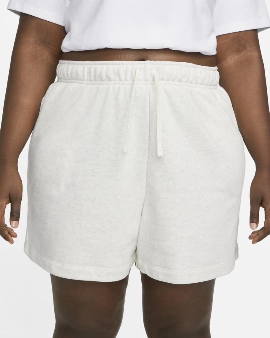 Nike Women's Plus Size Oatmeal Heather/White Club Fleece Mid-Rise Sportswear Shorts