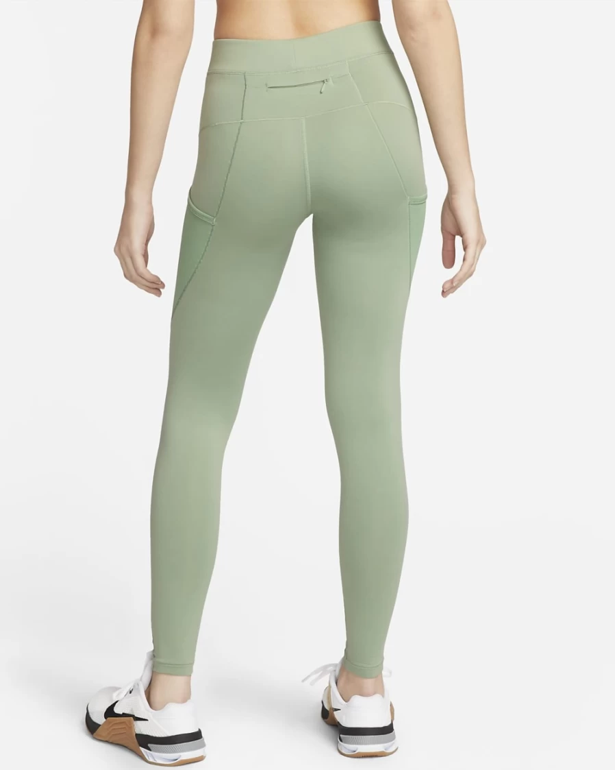 Nike Pro Therma-FIT Women's Mid-Rise Leggings with Pockets - Jade Smoke/White