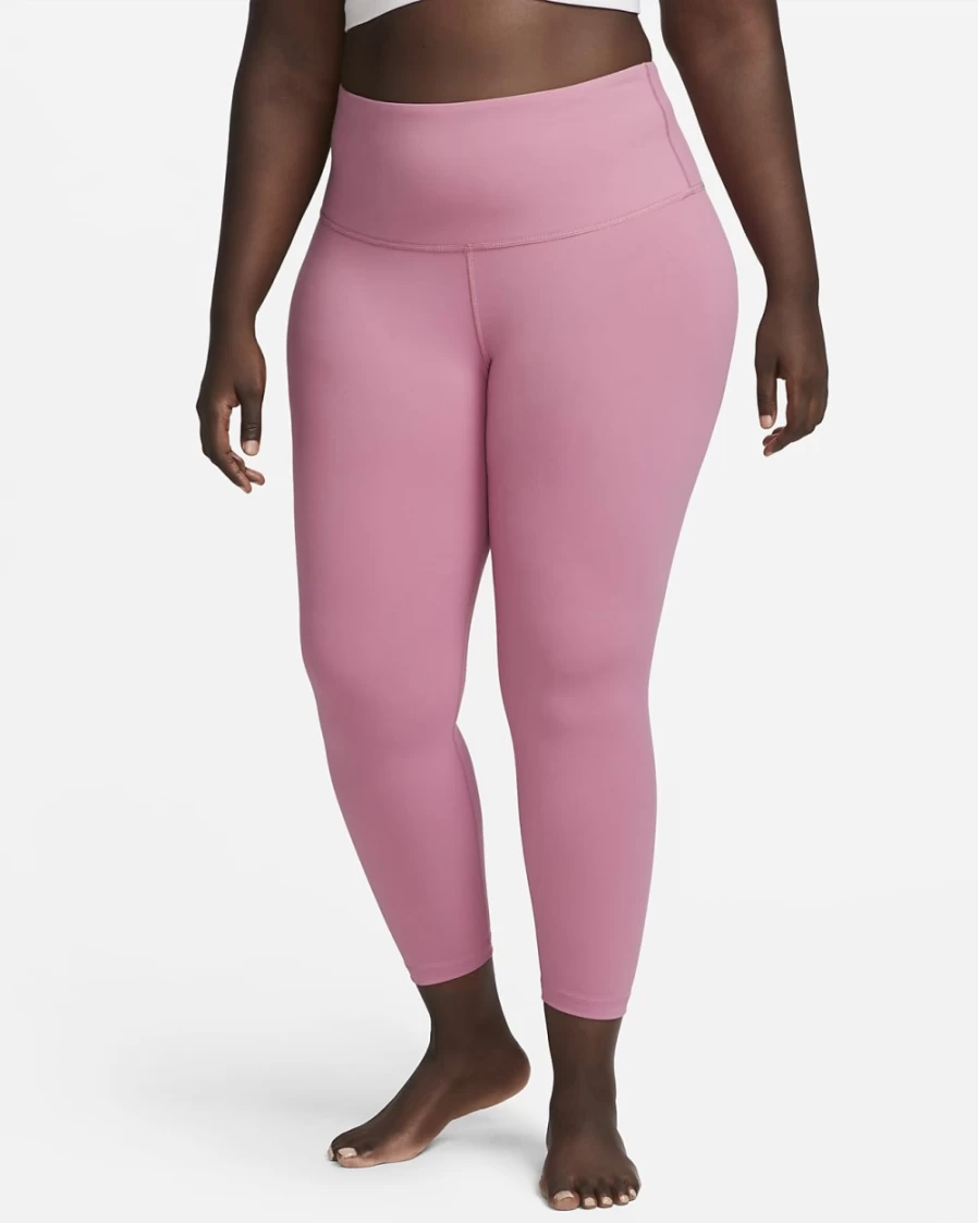 Nike Women's High-Waisted 7/8 Yoga Leggings in Desert Berry/Particle Grey - Plus Size Workout Tights