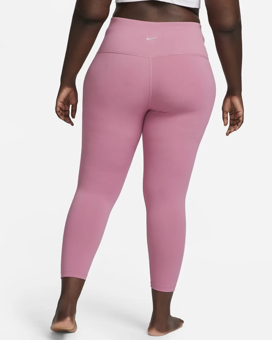Nike Women's High-Waisted 7/8 Yoga Leggings in Desert Berry/Particle Grey - Plus Size Workout Tights