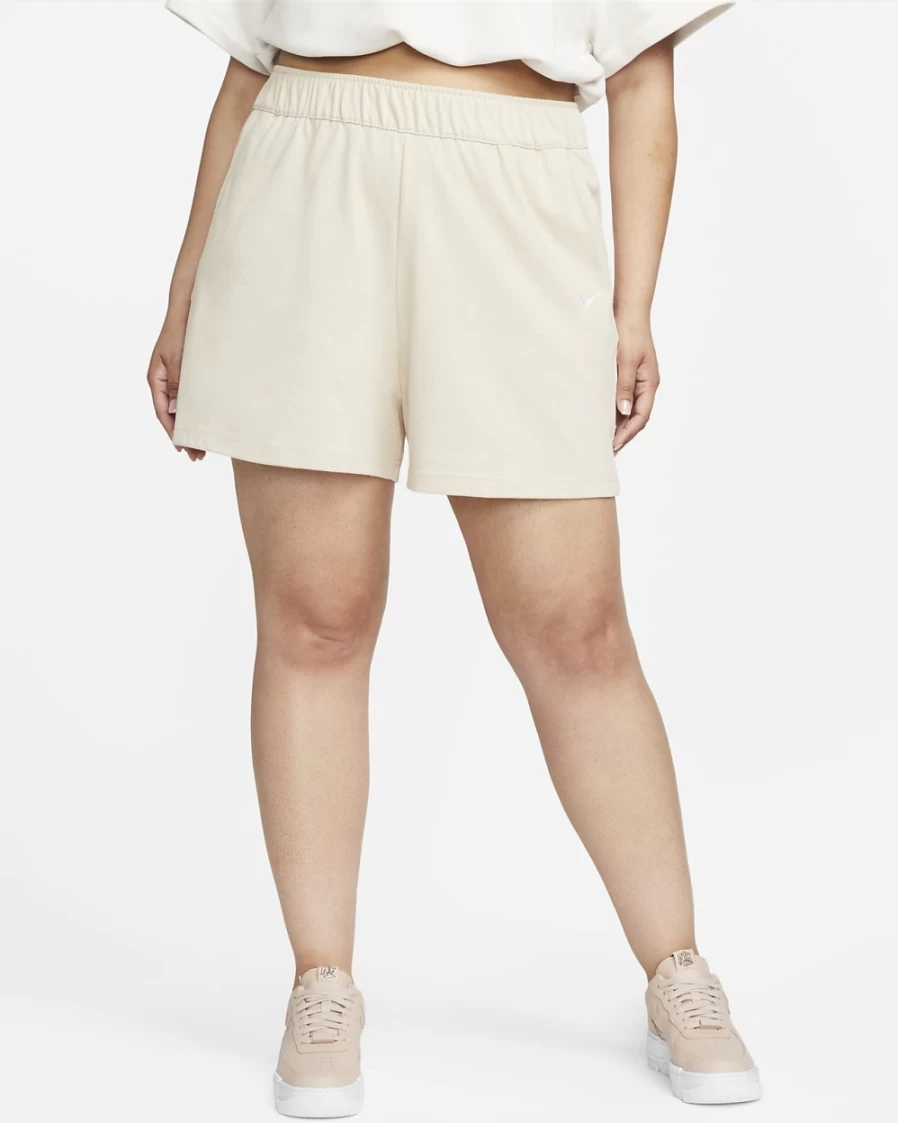 Nike Women's Plus Size Sportswear Jersey Shorts in Sanddrift/White - Comfortable Athletic Shorts