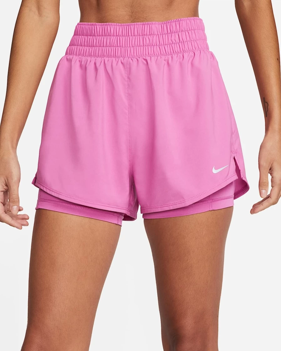 Nike Dri-FIT One Women's High-Waisted 3" 2-in-1 Shorts in Cosmic Fuchsia - Quick-Dry Workout Running Athletic Shorts for Women
