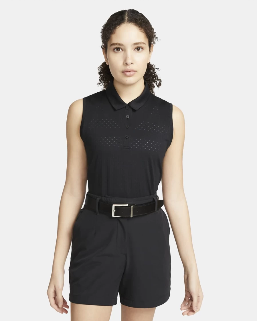 Nike Dri-FIT Victory Women's Black & White Sleeveless Printed Golf Polo Shirt for Women