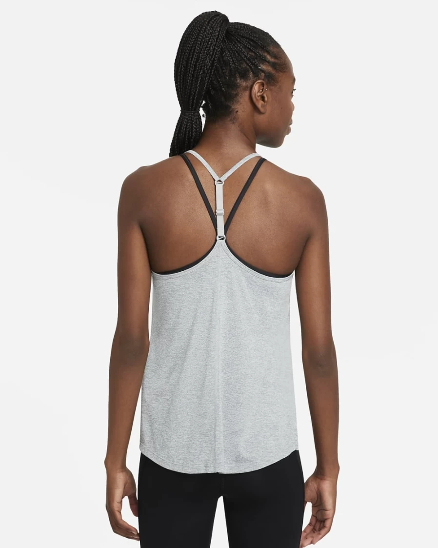 Nike Dri-FIT One Elastika Women's Tank Top - Particle Grey/Heather/Black - Moisture-Wicking Fitness Shirt