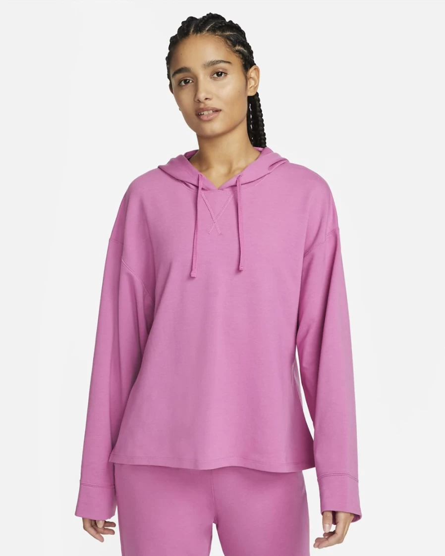 Nike Women's Cosmic Fuchsia & Iron Grey Dri-FIT Fleece Yoga Hoodie