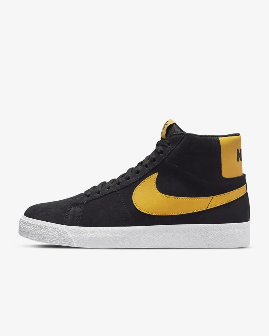 Nike SB Zoom Blazer Mid Skate Shoes for Men & Women - Black/White/University Gold