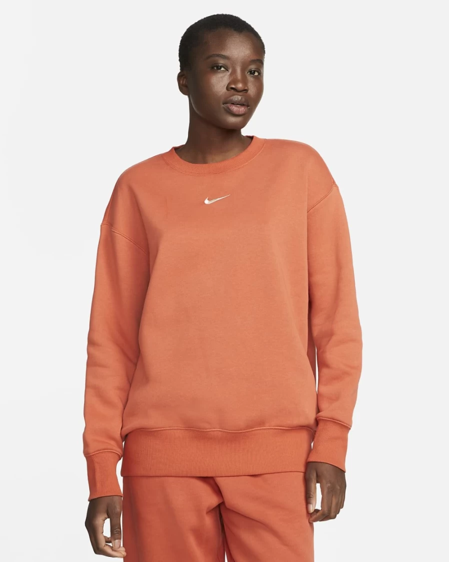 Nike Women's Mantra Orange/Sail Oversized Phoenix Fleece Crewneck Sweatshirt - Sportswear Comfort