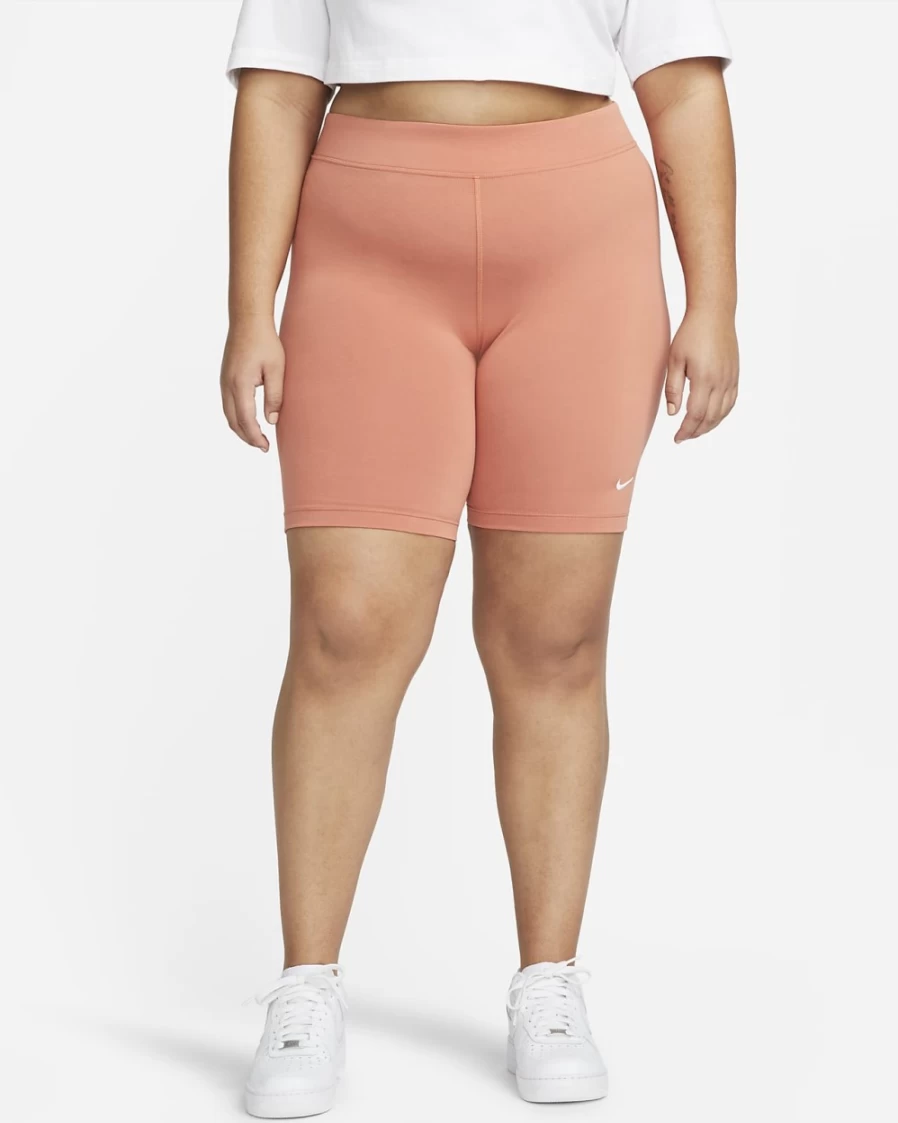 Nike Women's Plus Size Mid-Rise Bike Shorts in Madder Root/White - Sportswear Essential