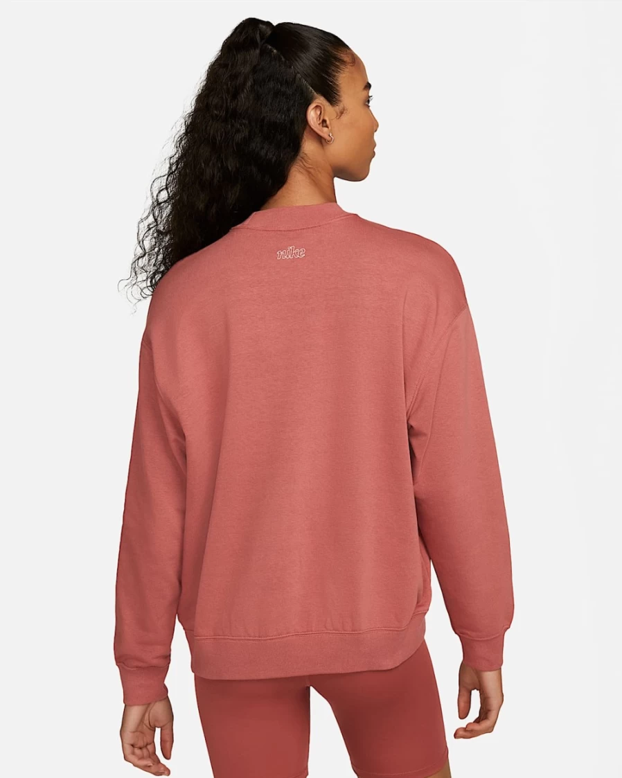 Nike Dri-FIT Women's Graphic Crewneck Sweatshirt - Canyon Rust/White - Fitness & Comfort