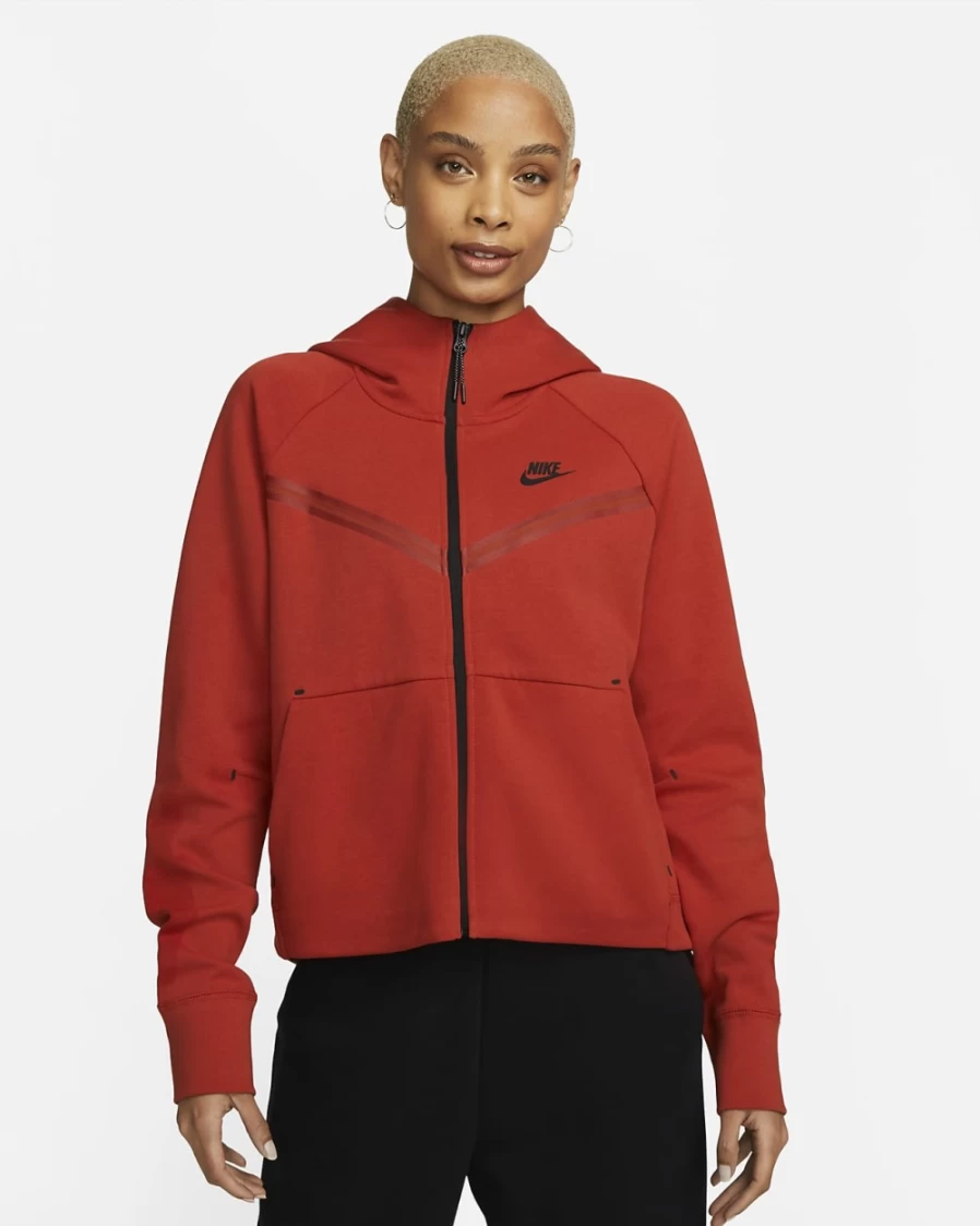Nike Women's Tech Fleece Windrunner Full-Zip Hoodie - Cinnabar/Black