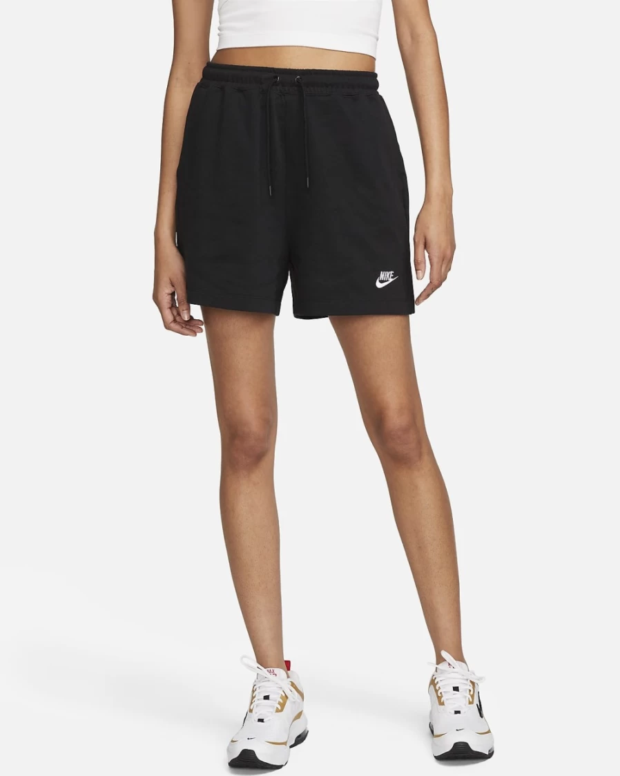 Nike Women's Black/White Sportswear Jersey Shorts - Athletic Comfort & Style