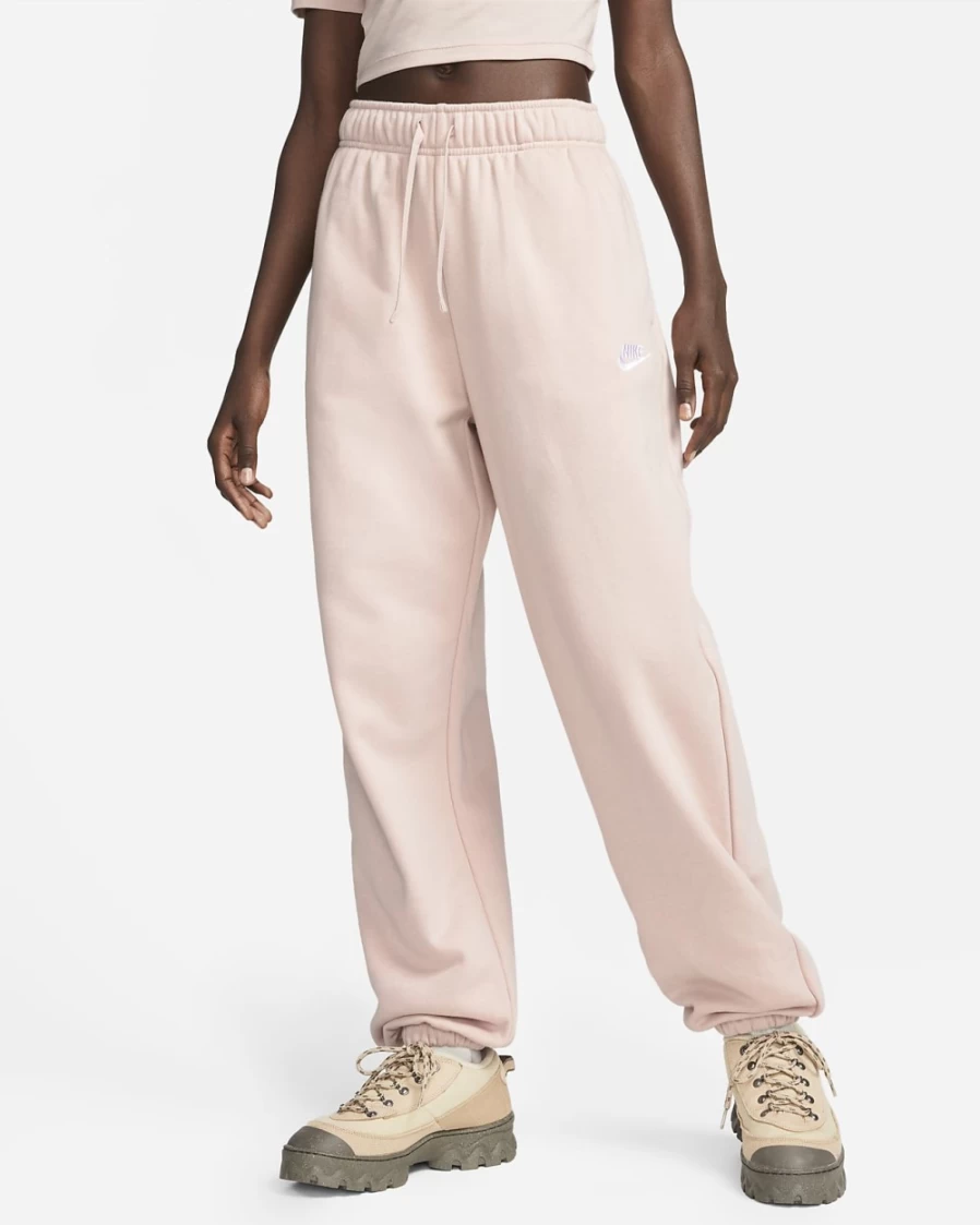 Nike Women's Pink Oxford/White Club Fleece Oversized Mid-Rise Sweatpants | Sportswear