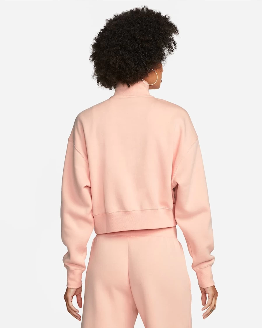Nike Women's Arctic Orange/Sail Oversized Phoenix Fleece 1/2-Zip Crop Sweatshirt | Sportswear Top