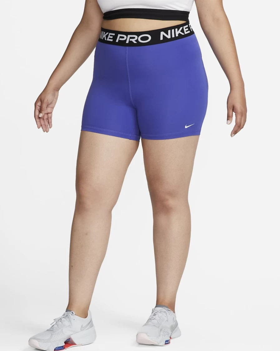 Nike Pro 365 Women's Plus Size 5" Shorts in Lapis, Black & White | High-Performance Workout Shorts