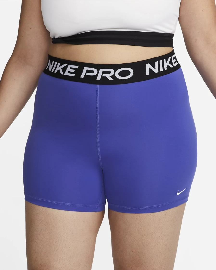 Nike Pro 365 Women's Plus Size 5" Shorts in Lapis, Black & White | High-Performance Workout Shorts