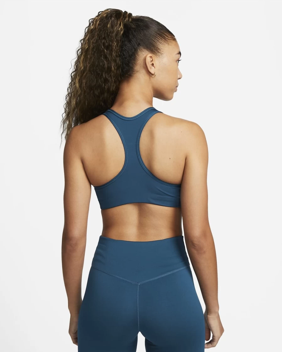 Nike Swoosh Women's Medium-Support Sports Bra - Valerian Blue/White Graphic Design