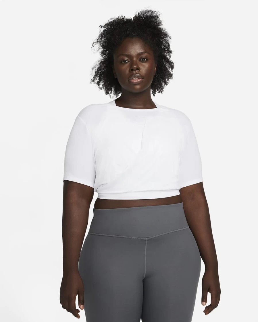 Nike Dri-FIT One Luxe Women's Cropped Short-Sleeve Top - White Plus Size Workout Shirt