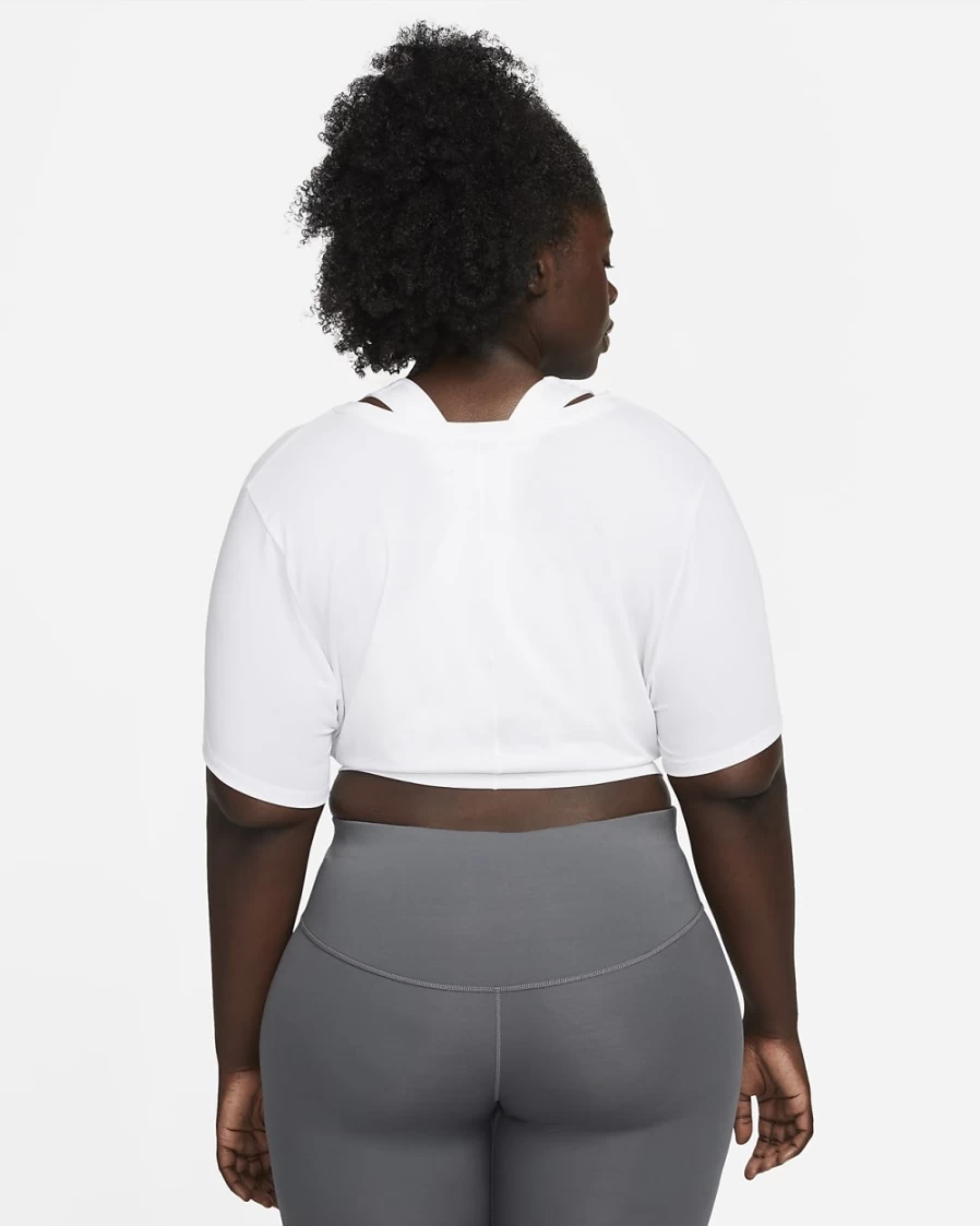 Nike Dri-FIT One Luxe Women's Cropped Short-Sleeve Top - White Plus Size Workout Shirt