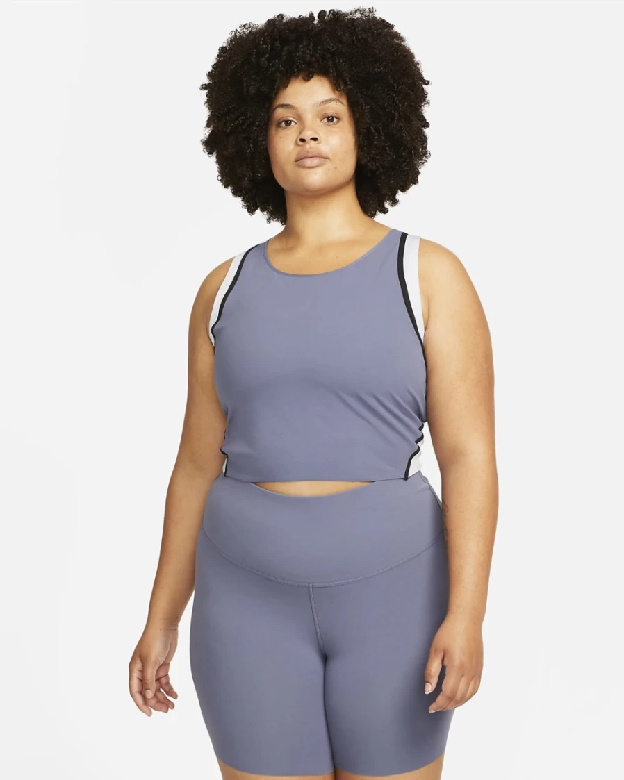 Nike Dri-FIT Luxe Women's Plus Size Cropped Yoga Tank Top - Diffused Blue, Light Marine, Black, Iron Grey