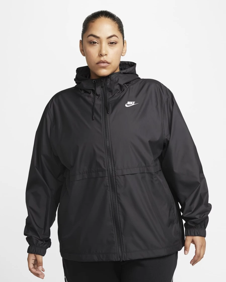 Nike Women's Plus Size Essential Repel Woven Jacket - Black/White Sportswear