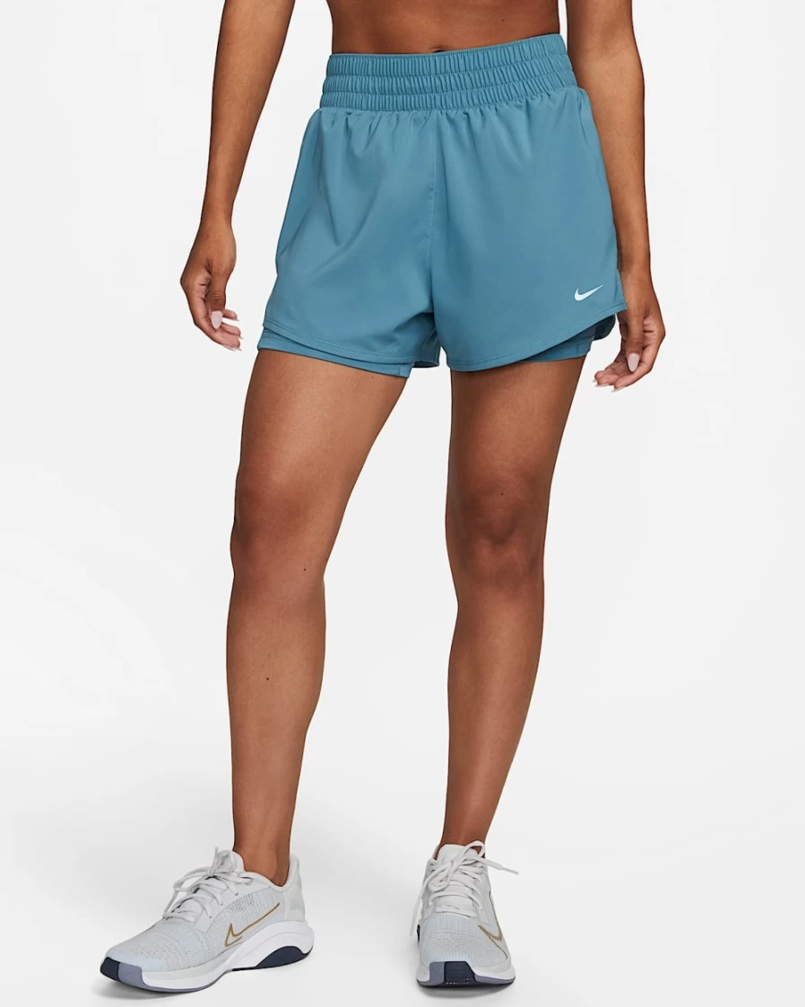 Nike Dri-FIT One Women's High-Waisted 3" 2-in-1 Shorts in Noise Aqua - Moisture-Wicking Workout Shorts for Women