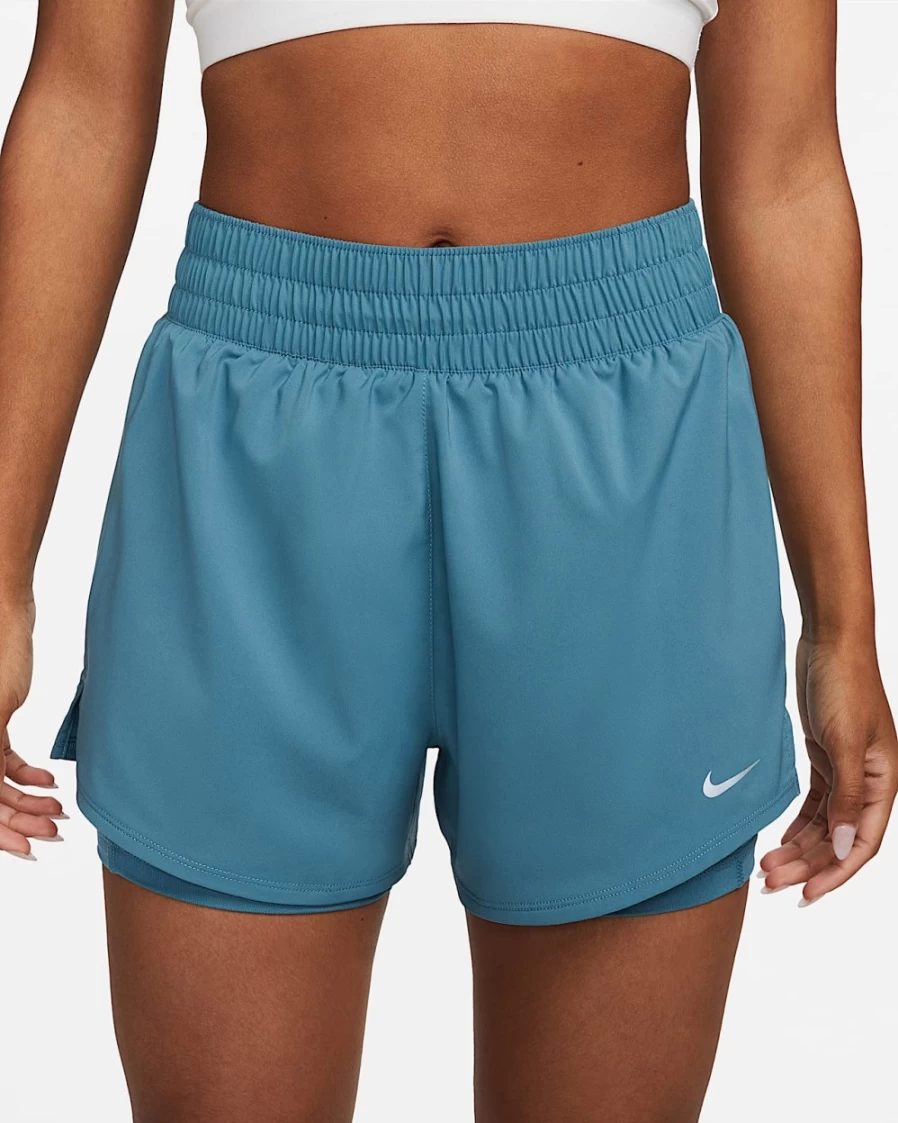 Nike Dri-FIT One Women's High-Waisted 3" 2-in-1 Shorts in Noise Aqua - Moisture-Wicking Workout Shorts for Women