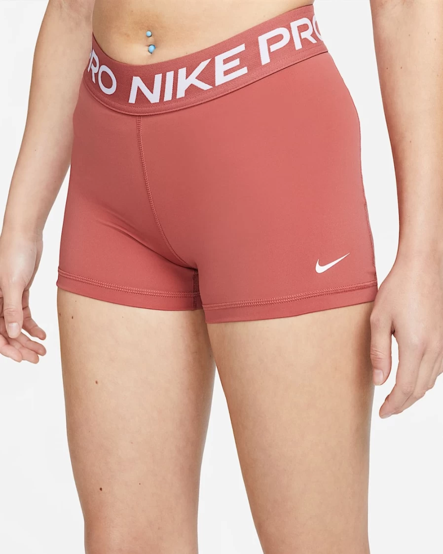 Nike Pro Women's 3" Shorts in Canyon Rust/White - High-Performance Workout Shorts for Women
