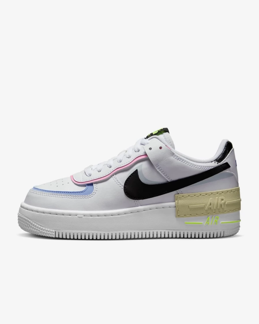 Nike Air Force 1 Shadow Women's Shoes - White/Team Gold/Pure Platinum/Black Athletic Sneakers for Women