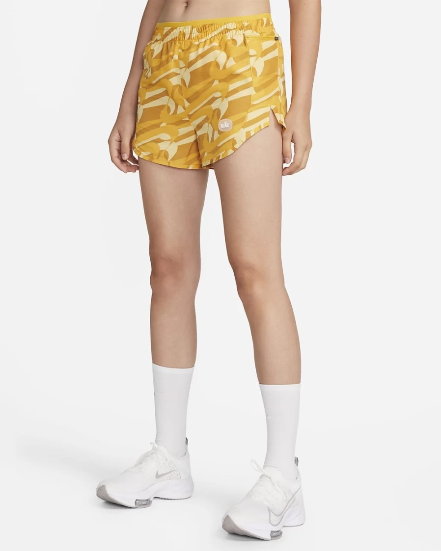 Nike Dri-FIT Icon Clash Tempo Luxe Women's Running Shorts - Yellow Ochre/White